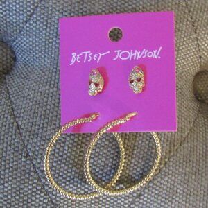 Betsey Johnson Set of Hoops &💀Studs Earrings